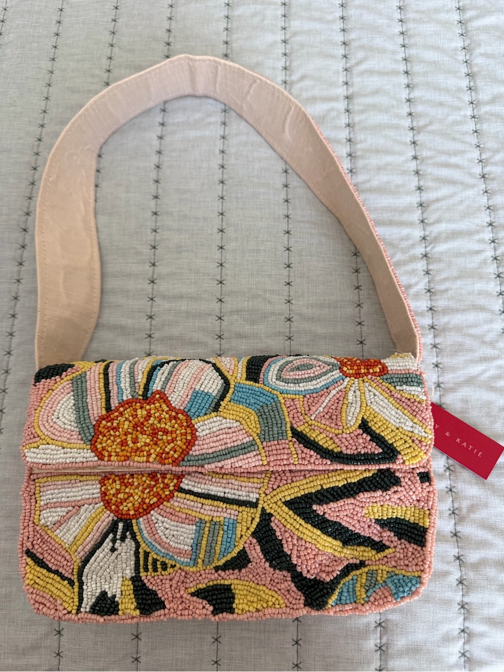 Beaded Floral Shoulder Bag in Pink by KATE SPADE